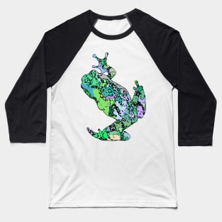 Green Tree Frog Climbing Colorful Green Blue Purple Baseball T-Shirt